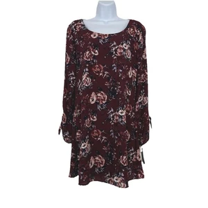 Speechless Dress Girls Size Large Burgundary Red Floral Cut Out Back Long Sleeve - Picture 1 of 16