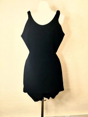 1920s Black 100% Wool Swimsuit Antique Bathing Suit Excellent Condition French - Image 1 of 4