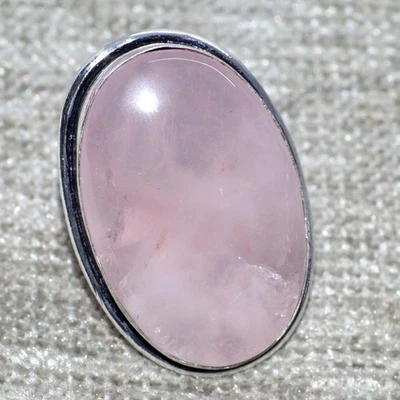 Anillo hecho a mano de cuarzo rosa enchapado en plata 925 EE. UU. 6 el mejor regalo para mujer JW Foto 1 de 3