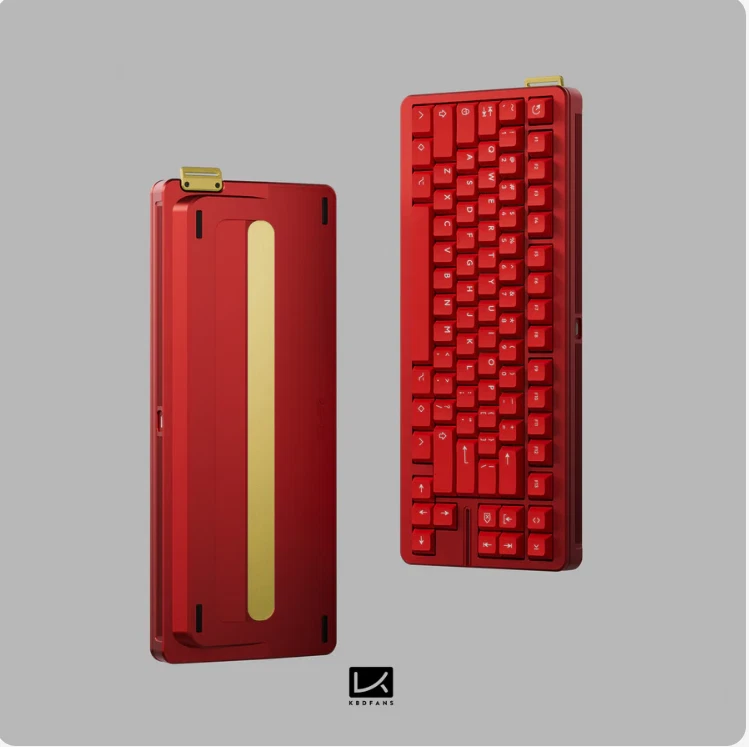 KBDfans GT-80 Case Anodized Red & Glorious White Coiled Cable - Image 1 of 3