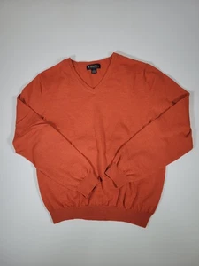 Brooks Brothers L Merino Wool Orange V-Neck Sweater Large - Picture 1 of 5