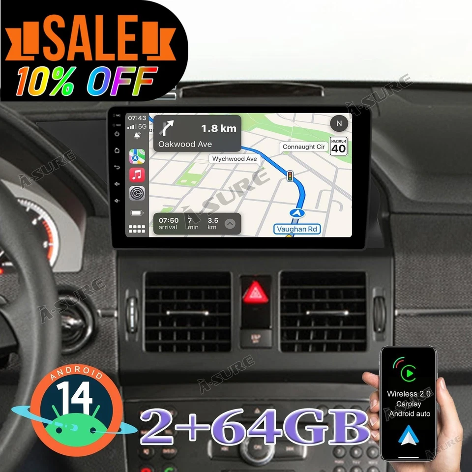 9"64GB Android 14 Autoradio Navi GPS Carplay Für Mercedes-Benz GLK-Klasse X204 - Bild 1 von 4