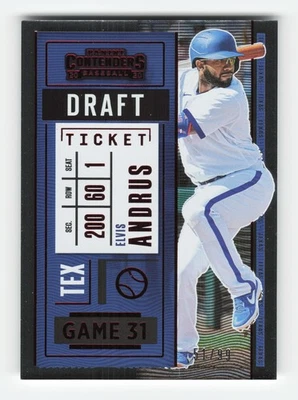 2020 Panini Contenders Draft Ticket Red #4 Elvis Andrus SN #/99 NM - Image 1 of 2