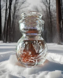 Marquis by Waterford Crystal Snowman Cookie/Biscuit Jar Heavy, Vintage,Signed - Picture 1 of 9
