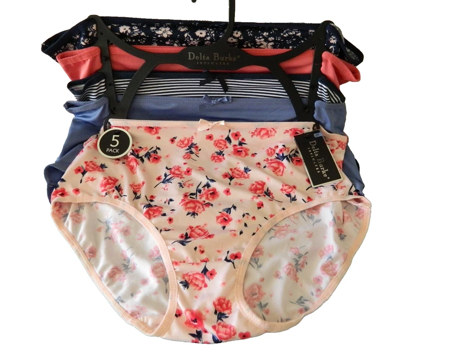 Nuevo DELTA BURKE BRIEPS Lencería Íntima 5 piezas Azul Rosa Azul Marino Talla Grande 1X Foto 1 de 4