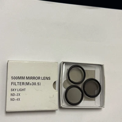 Kalimar 500MM MIRROR LENS FILTER 30.5mm SKY LIGHT 1A, ND2X & ND4X - Image 1 of 4