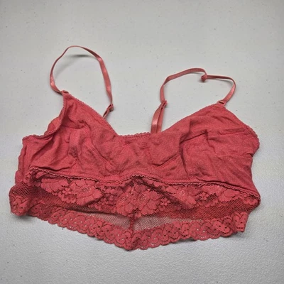 Intimately Free People Women Bra XS Coral Floral Bralette Wireless Lace - Image 1 of 4