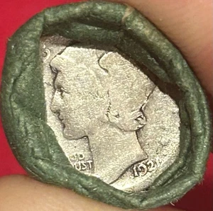 VERSIEGELT SILBER MERKUR & BARBER GROSCHEN SCHROTFLINTE $3 ROLLE MIT SCHLÜSSEL 1921 & 1916 ENDET LOT - Bild 1 von 3