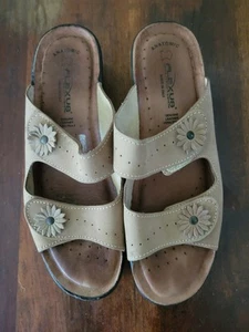 Flexus Anatomic Vera Pelle Leather Floral Sandal Women Size EU 40 US 9 9.5 EUC - Picture 1 of 10