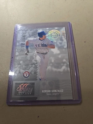 2005 ADRIAN GONZALEZ LEAF CENTURY COLLECTION SILVER POSTMARK CARD. TEXAS. /100  - Image 1 of 2