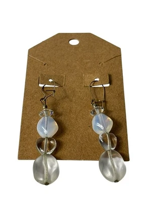 Pendientes colgantes con cuentas de vidrio opalita de 1,5 pulgadas Foto 1 de 4