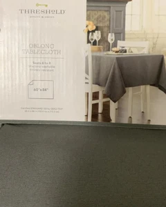 ⚡️Threshold Solid Gray Oblong Modern Tablecloth (60x84) 🆕distressed Box‼️ - Picture 1 of 2