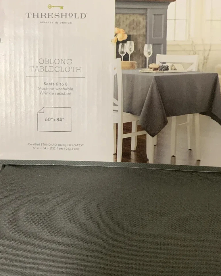 ⚡️Threshold Solid Gray Oblong Modern Tablecloth (60x84) 🆕distressed Box‼️ - Image 1 of 2