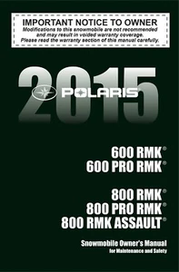 Polaris 600 / 800 RMK / PRO RMK / RMK ASSAULT 2015 Owners Manual NEW PAPERBACK - Picture 1 of 1
