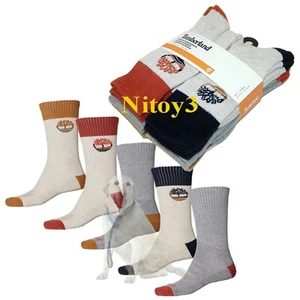 Timberland Two-Color Logo Cushioned Crew Socks-Men 5-Pack Large: 9-12 - Picture 1 of 1