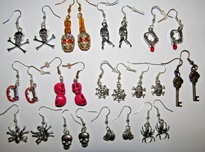 Halloween Goth Punk earrings lots of choice skull spider zombi fangsfast UK post - Picture 1 of 26