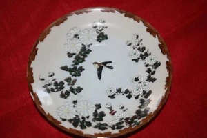 Vintage Oriental Plate Botanical Bird Shallow Bowl Chinese Asian Cabinet Plate - Picture 1 of 10