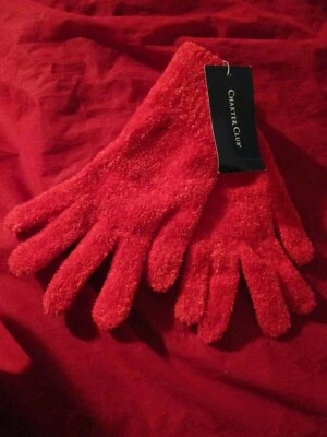 Однотонные шенильные перчатки Charter Club красные - Изображение 1 из 3