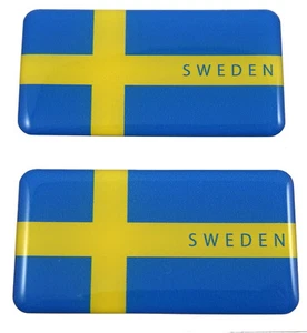 Sweden Swedish flag domed decal 3D sticker emblem 2.6" set of 1 or 2 - Foto 1 di 5
