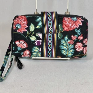 Vera Bradley ikonische Kombi-Geldbörse mit Kalbsleder in Ranken Blumenmuster nicht mehr produziert RFID - Bild 1 von 12