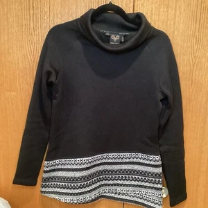 Wooly Bully Wear BLACK turtleneck Tunic W/fair Isle Accents Alpine, Outdoors Med - Picture 1 of 4