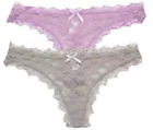 Hers By Herman 2-Pack Womens Lace Thong Panties Size L - Solid Purple & Gray