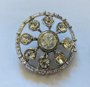 Großer Kristall besetzter Metall Knopf Diamanté 34mm florales Design Blume rund - Bild 1 von 1