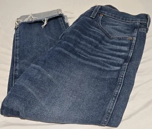 Madewell Rivet & Thread Women's Size 31 Straight Blue Denim Jean Capri Raw Hem - Picture 1 of 11