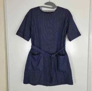 Vestido FRNCH Paris a Rayas Corbata Cintura con Cierre Trasero con Botones‎ S/M - Imagen 1 de 14