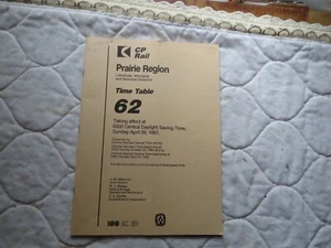 Canadian Pacific Railroad Prairie Region Mitarbeiterfahrplan #62 26.04.81 - Bild 1 von 3