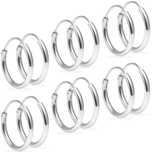 Adorable Super Small Hoop Earrings 8mm 6 Pairs Set Sterling Silver 925 Nose Lips - Picture 1 of 4