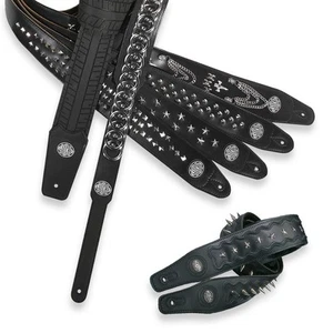 ░▒▓ GAUCHO Biker BULL Gitarrengurt ▓▒░ Nieten Sterne Metall schwarz XXL - Picture 1 of 10