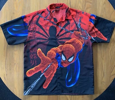 Vintage Spider-Man Button Up Shirt Men’s Size Large L 2001 Marvel AOP - Image 1 of 4