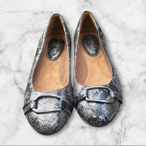 EuroSoft Shoes Womens 8 Flats Fashion Ballet Beverly Dark Grey Snake Career - Picture 1 of 8