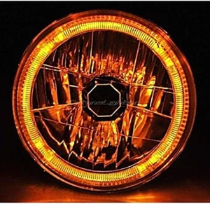 7" H6024 / 6014 Halogen Amber Led Halo Ring H4 Light Bulb Angel Eye Headlight - Picture 1 of 9