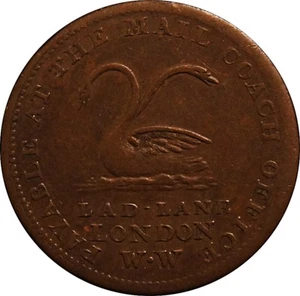 LONDRES. LAD LANE. FICHA DE MEDIO CENTAVO. W. 840A. RRR. - Imagen 1 de 2