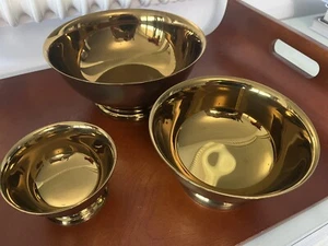 3er Set Vintage BALDWIN Messing Servierschalen Fußsockel Made in USA - Bild 1 von 12