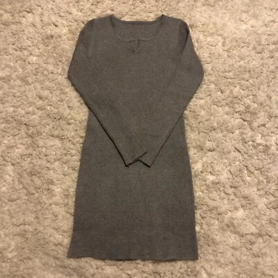 Womens Bodycon Dress Extra Small Ribbed Knit Gray Long Sleeve  READ - Image 1 of 4