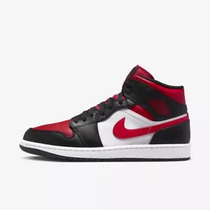 New Nike Air Jordan 1 Mid Fire Red Shoes Sneakers - Black (554724-079) - Picture 1 of 8