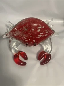 Crab Paperweight Murano Red Art Glass Handblown - Picture 1 of 3