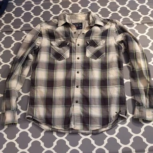 American Eagle Mens Pearl Snap Shirt Size Medium Blue Vintage Fit Western Rodeo - Picture 1 of 7