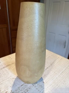 Handcrafted Natural Wood 12.5”H 8” W Tapered Bulbous Stem Vase - Thailand - Picture 1 of 9
