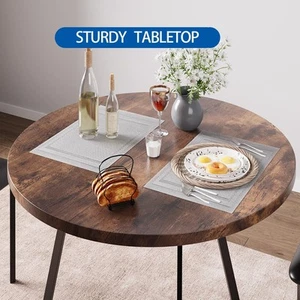 Dining Table Set for 2, Round Kitchen Table and Upholstered Chairs for 2 - Picture 1 of 21