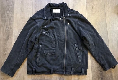 Chaqueta Moto Free People Rebel Tejida Gran Tamaño S De Colección Negra Algodón Cremallera Completa Foto 1 de 4