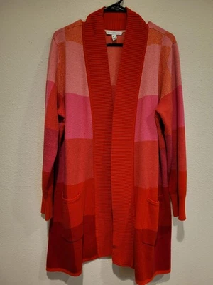 Isaac Mizrahi Live! Women's Large Long Cardigan Sweater. Pockets. Cotton/Nylon. - Image 1 of 4