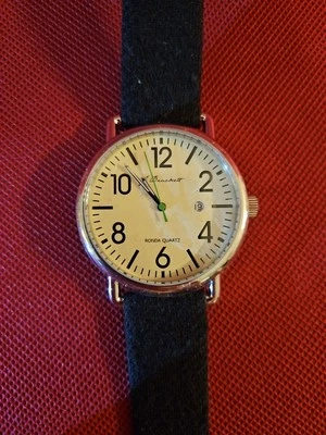 J. Brackett Men's 316L Ronda Quartz Watch Black Leather Band, White Face, Date - Image 1 of 4