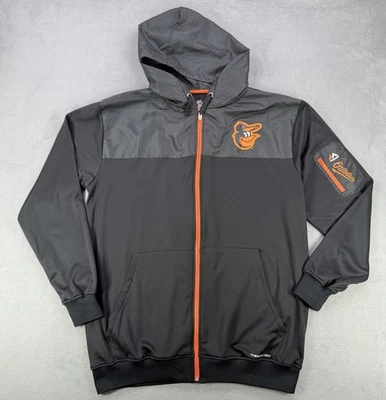 Baltimore Orioles Majestic Chaqueta Para Hombres XLT Negra Termabase Cremallera Completa Con Capucha MLB Foto 1 de 4