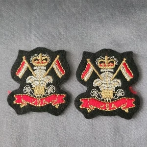 2 Vtg Crest Anchor Flag Emblem Embroidered patches Iron / Sew on Black Red Gold - Picture 1 of 5