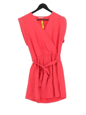 Vestido midi para mujer IKKS Reino Unido 8 rosa 100 % seda manga corta midi cuello en V línea A Foto 1 de 4