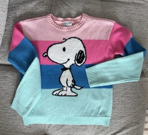 Girls Authentic Peanuts sweater Snoopy Size 11/12 Very Cute Blue Pink - Picture 1 of 3